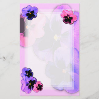 Pansies on Pink Stationery