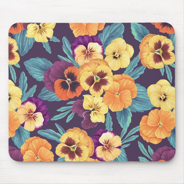Pansies on plum violet mouse pad (Front)
