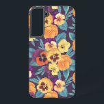 Pansies on plum violet samsung galaxy case<br><div class="desc">Hand-painted various colour pansies</div>