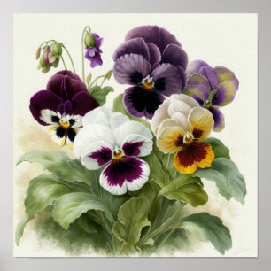 Pansies Pansy Flower Art Print Poster