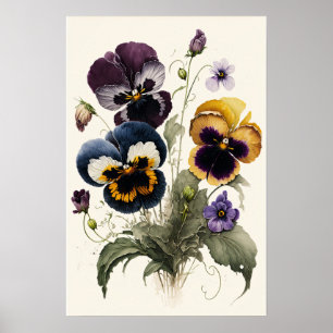 Pansies Pansy Flowers Art Print Poster