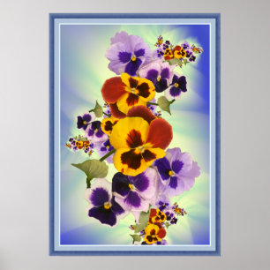 pansies portrait view poster