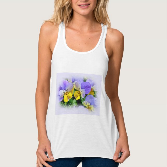 Pansies - Purple and Yellow Singlet (Front)