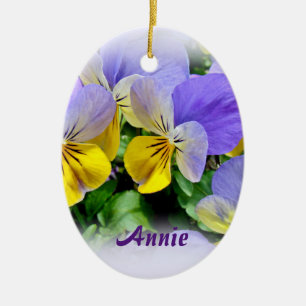 Pansies - Purple asnd Yellow Ceramic Tree Decoration
