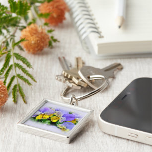 Pansies - Purple asnd Yellow Key Ring