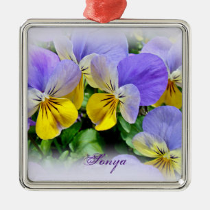 Pansies - Purple asnd Yellow Metal Tree Decoration