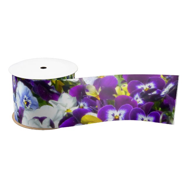 Pansies Ribbon Satin Ribbon (Spool)