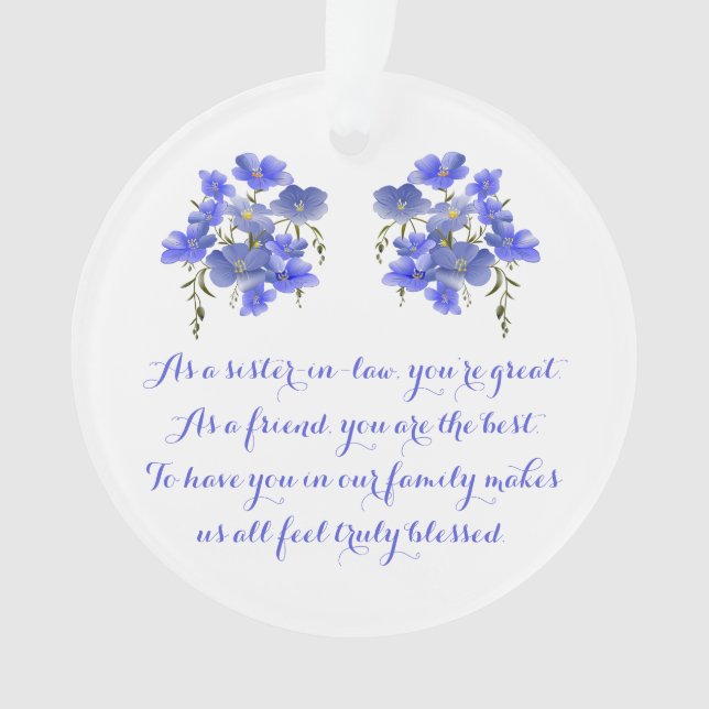 Pansies, Sister in Law, Friend & Family Ornament (Front)