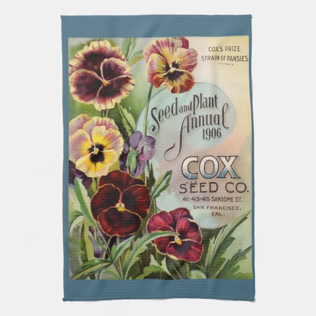 Pansies Tea Towel (Vertical)