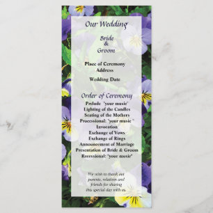 Pansies Wedding Program Programme