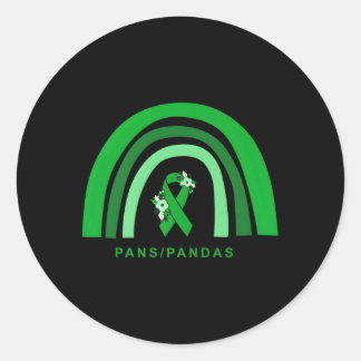 Panspandas Awareness Floral Green Ribbon Rainbow P Classic Round Sticker