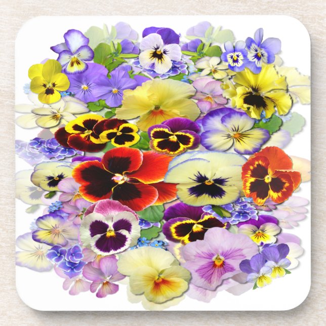Pansy Arrangement  Coaster (Front)