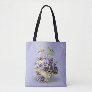 pansy basket bouquet tote bag