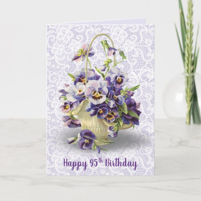 Pansy Basket for 95th Birthday  Card (Front)
