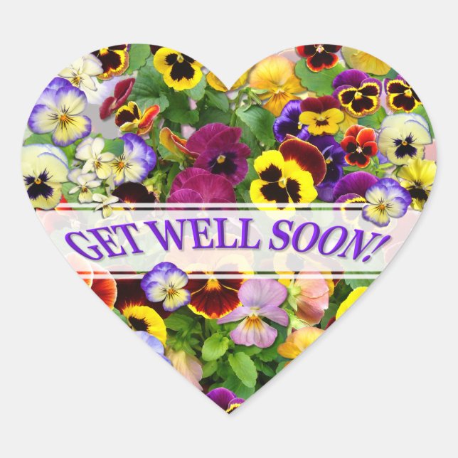 PANSY BEAUTY GET WELL HEART STICKER (Front)