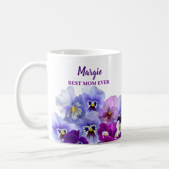 Pansy Best Mum Ever Mug Mother Gift Idea (Left)