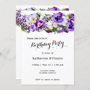 Pansy Birthday Invitation