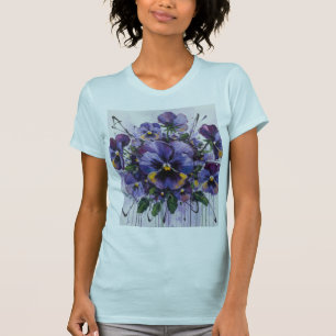 Pansy Bloom - Artistic Floral T - shirt 