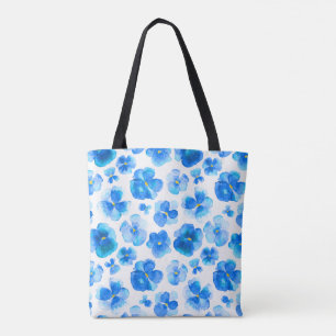 Pansy blue flower watercolor art bag