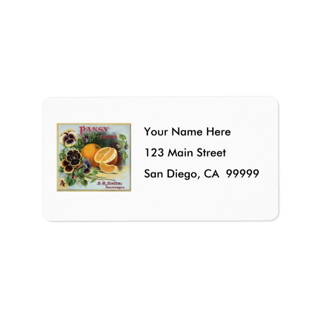 Pansy Brand Oranges Fruit Label (Front)