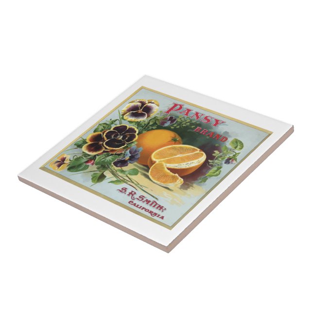 Pansy Brand Oranges Fruit Label Tile (Side)