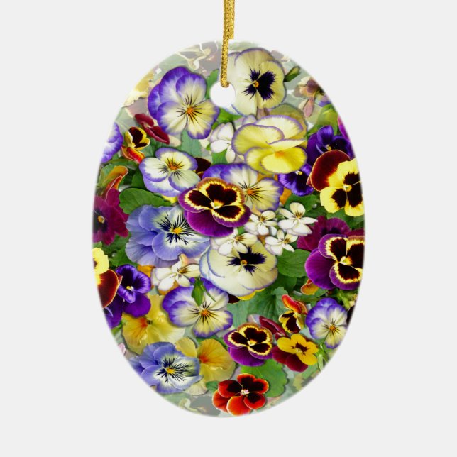 Pansy Cascade Ceramic Tree Decoration (Front)