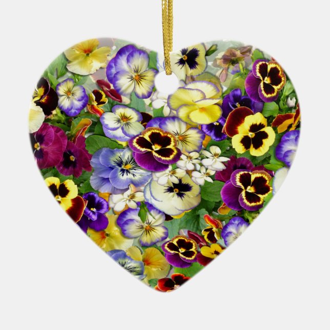 Pansy Cascade Ceramic Tree Decoration (Front)
