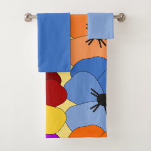 Pansy Collage Bath Towel Set