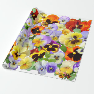 Pansy Collage Wrapping Paper