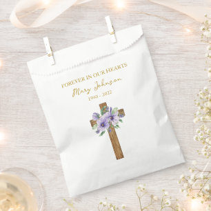Pansy Cross Funeral Favor Bag
