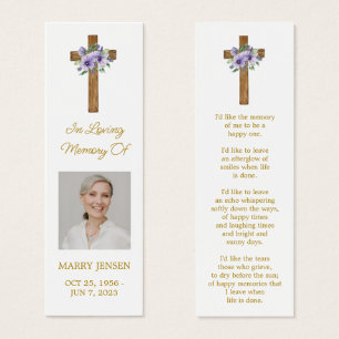 Pansy Cross Photo Funeral Bookmark