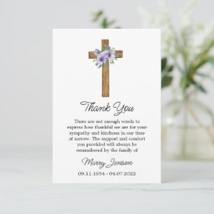 Pansy Cross Sympathy Thank You Card