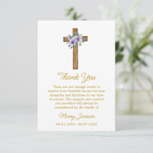 Pansy Cross Sympathy Thank You Card