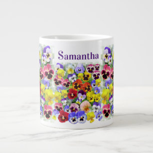 Pansy Display Add Your Text Large Coffee Mug