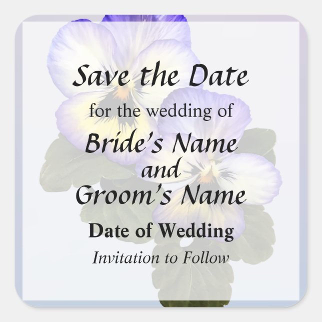 Pansy Duo Save the Date Square Sticker (Front)