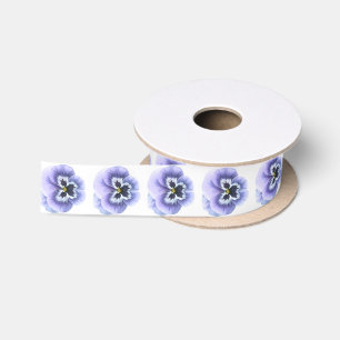 Pansy Face Purple Satin Ribbon