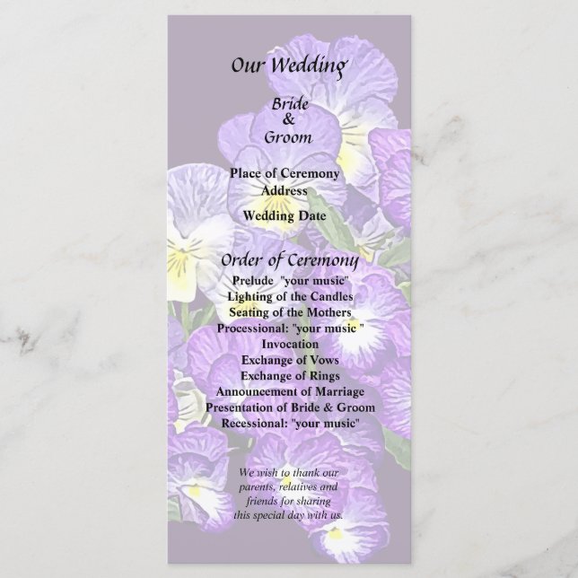 Pansy Family Reunion Programme (Front)