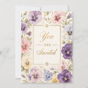 Pansy Floral Birthday Invitation Editable