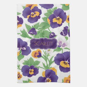 Pansy Floral Colorful Personalized Pattern Tea Towel