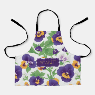 Pansy Floral Colourful Personalised Pattern Apron