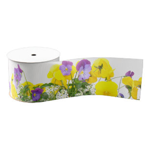 Pansy Floral Flowers Garden Grosgrain Ribbon