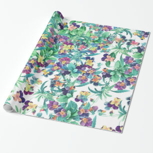 Pansy Floral Garden Flowers Wrapping Paper