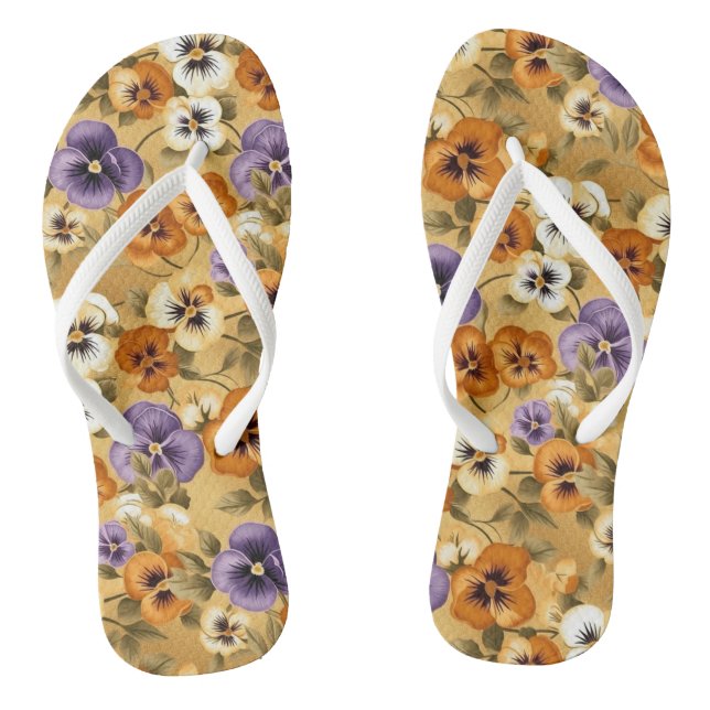 Pansy Floral Pattern Jandals (Footbed)