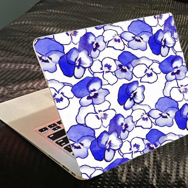 Pansy Flower Blue and White Laptop skin stickers (Creator Uploaded)