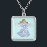 Pansy flower Christian angel  Silver Plated Necklace<br><div class="desc">Pansy Angel Necklace, Angel t-shirts and Angel gifts by ArtMuvz Illustration. Matching Romantic Pansy Angel t-shirt for Mum, Dad, kids, baby. Pretty Pansy Angel birthday and christmas gifts, tote bag, mug, hat. Angel gifts are a thoughtful and meaningful way to show someone you care. Whether you're looking for a gift...</div>