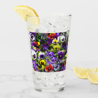 Pansy Flower Photo Collage, Drink Glass