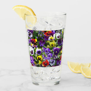 Pansy Flower Photo Collage, Drink Glass