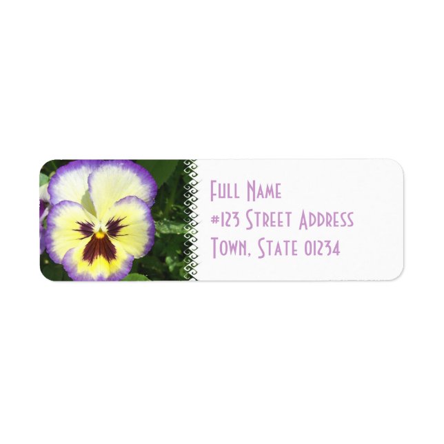 Pansy Flower Picture Mailing Label (Front)