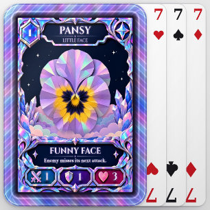 Pansy Flower, Rainbow Foil Art Playing Cards