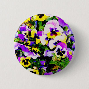 pansy flowers 6 cm round badge
